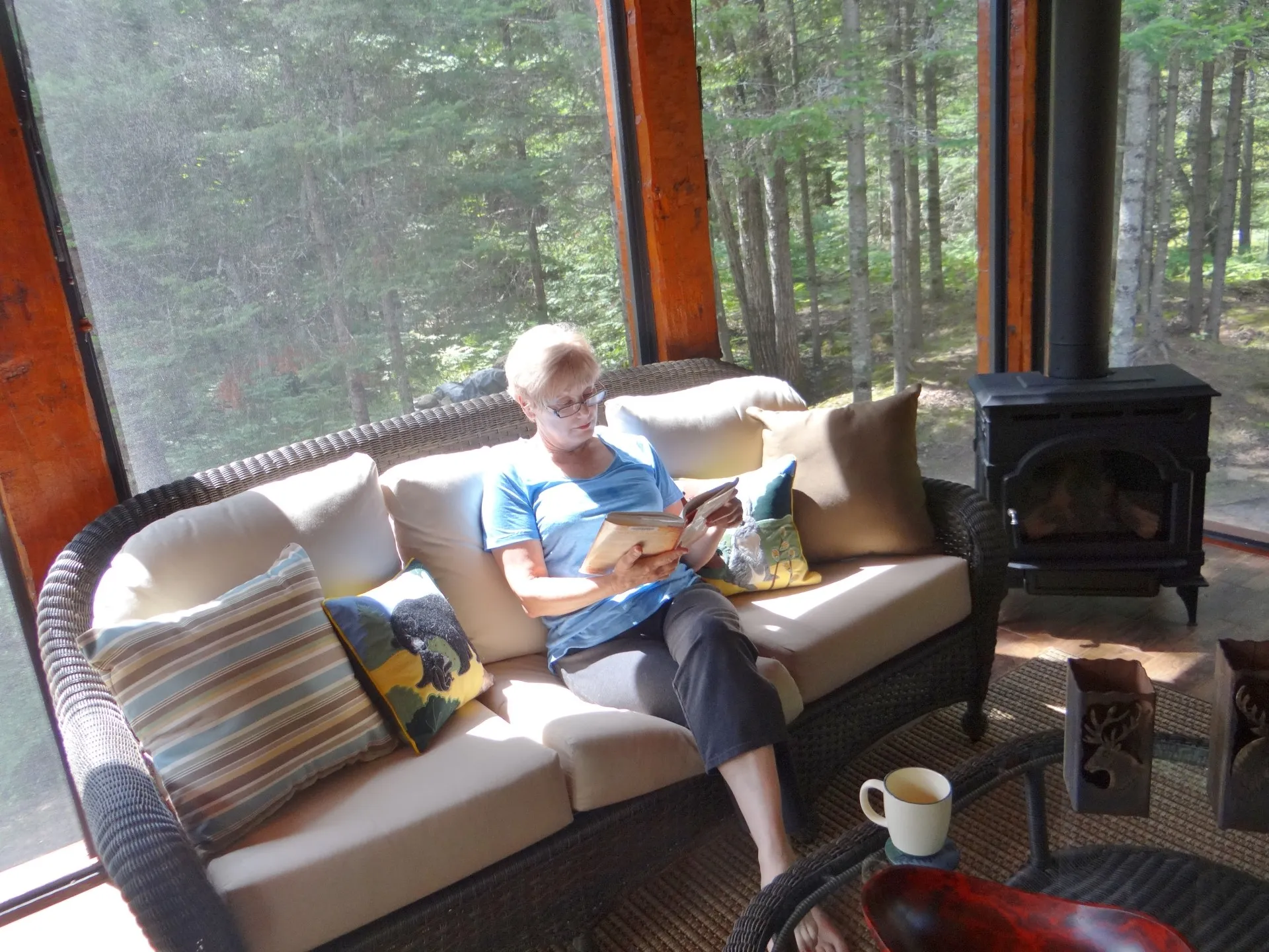 Copy of 2 When I stopped in, I found Mary sitting next to their new pellet stove reading. I asked if I could take a picture and told her “you could be our new poster child”. She laughed and said “Just let me put on lipstick”. Our homeowners have always been the reason for these shades.