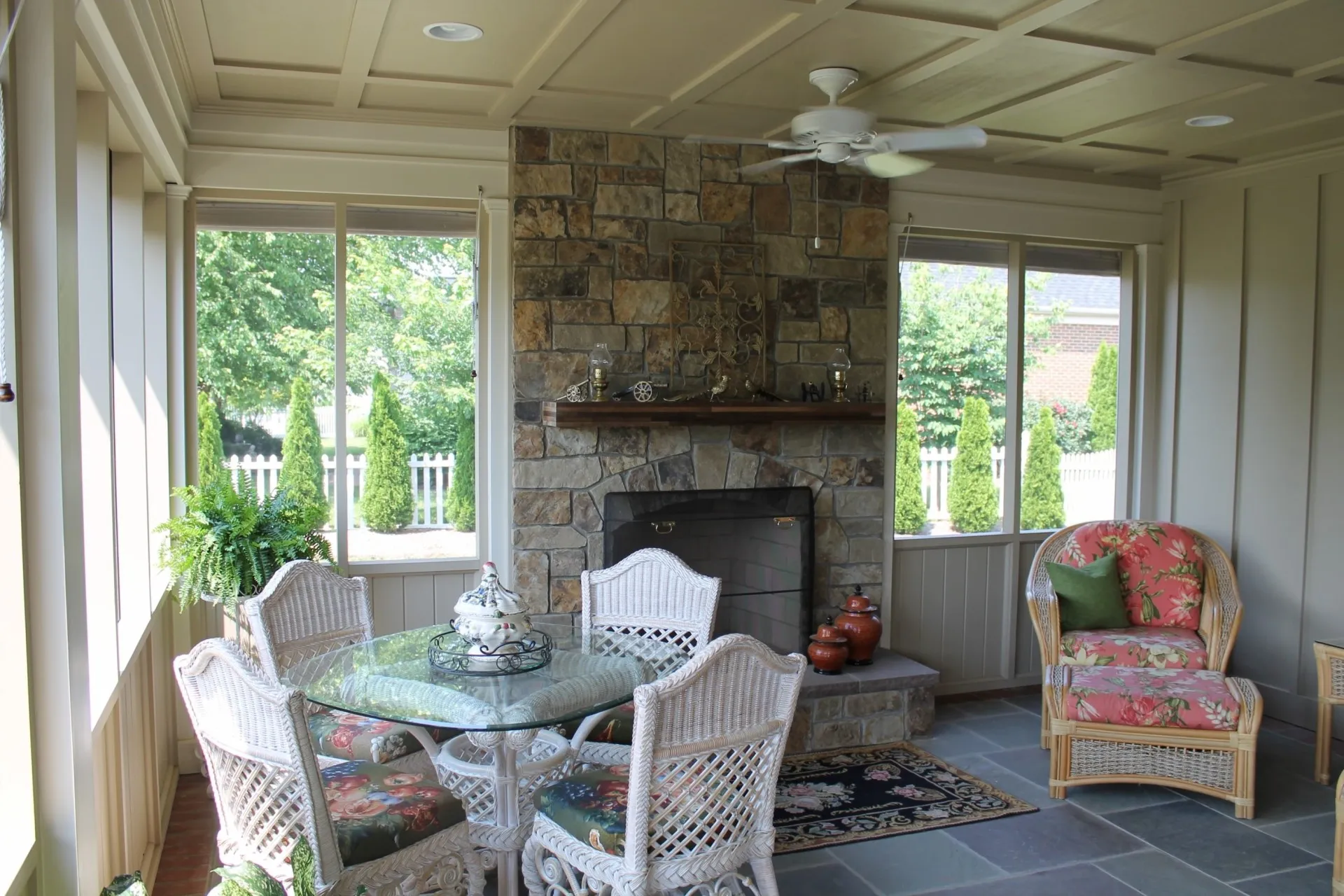 Shades lifted Fresh air fills the room when the screen porch shades are lifted. Testimonial: